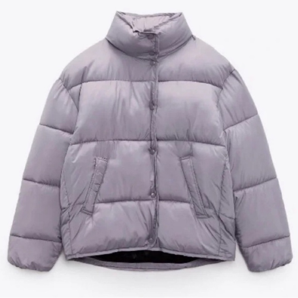 Zara Lavender Puffer Jacket Size Small
